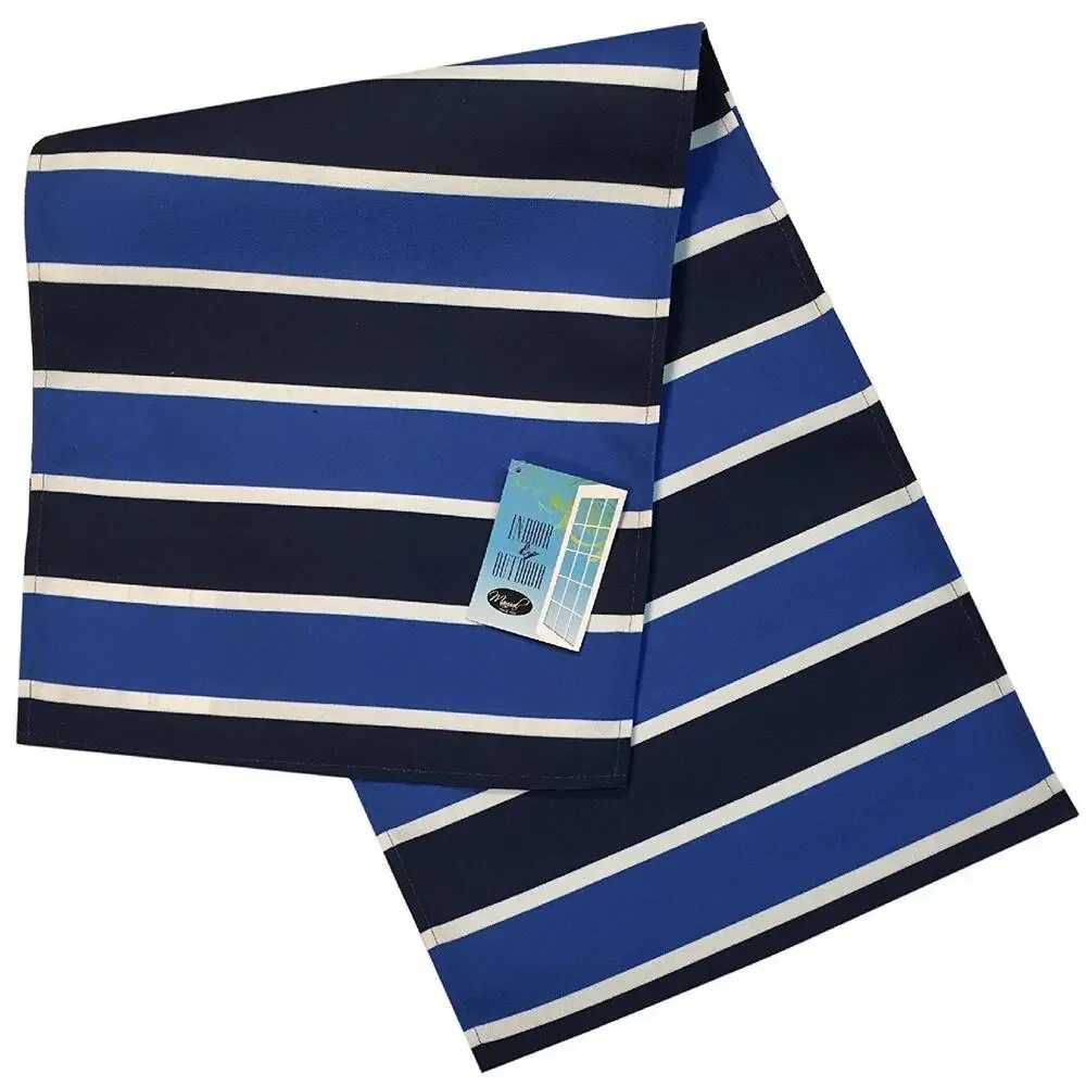Nautical Stripe Table Runner Indoor Outdoor Decor Blue White Made in USA 72